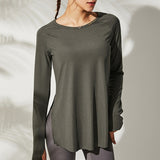 Loose Yoga Fitness Thumb Hole Top Green