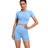 Trendy Seamless Yoga Fitness Set worn by a woman