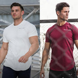 Bodybuilding Training Curved Hem Skinny T Shirt