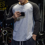 Patchwork Curved Hem Bodybuilding T-shirt