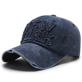 New York Washed Distressed Cotton Baseball Cap