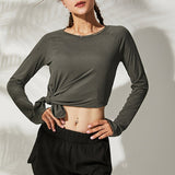 Loose Yoga Fitness Thumb Hole Top Green