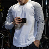 Patchwork Curved Hem Bodybuilding T-shirt