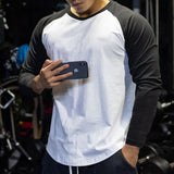 Patchwork Curved Hem Bodybuilding T-shirt