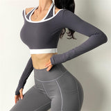 Fake Two Layer Sports Top Gray