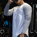 Patchwork Curved Hem Bodybuilding T-shirt