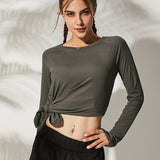 Loose Yoga Fitness Thumb Hole Top Green