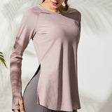 Loose Yoga Fitness Thumb Hole Top Pink