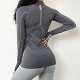 Autumn Sport Thumb Hole Jacket Gray Back View