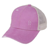 Ponytail Tennis Washed Distressed Cap Pink