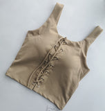 Lace Up Fitness Training Crop Top Apricot
