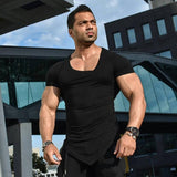 Summer Fitness Oblique V Neck Cotton T-shirt