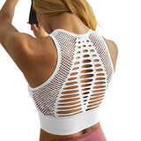 Woman Wearing Seamless High Impact Sports Bra White
