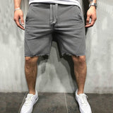 Solid Colour Ripped Weightlifting Shorts