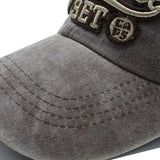 100% Washed Denim Baseball Snapback Unisex Cap Close Shot