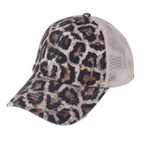 Ponytail Tennis Washed Distressed Cap Animal Print