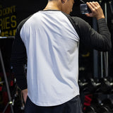 Patchwork Curved Hem Bodybuilding T-shirt