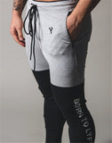 Skinny Gym Running Patchwork Pants Gray-Black