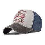Washed Cotton Funny Trucking Baseball Cap Grey Blue
