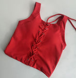 Lace Up Fitness Training Crop Top Red