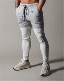 Skinny Gym Running Patchwork Pants Gray-White