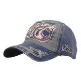 Embroidered Sharks Unisex Fishing Baseball Cap Blue