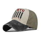 NYC Retro Distressed Baseball Trucker Cap Khaki