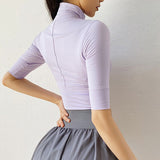 Gym Zipper Half Sleeve Yoga Shirt Purple