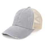 Ponytail Tennis Washed Distressed Cap Gray