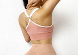 Adjustable Strap Letter Yoga Sports Bra Peach