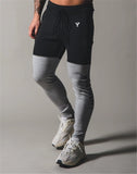 Skinny Gym Running Patchwork Pants Black-Gray