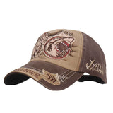 Embroidered Sharks Unisex Fishing Baseball Cap Chocolate