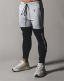 Skinny Gym Running Patchwork Pants White-Black