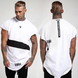 Cotton Bodybuilding Fitness Curved Hem T-shirt