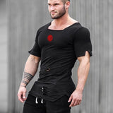 Long Round Hem Holes Gym T Shirt
