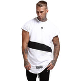 Cotton Bodybuilding Fitness Curved Hem T-shirt