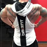 Bodybuilding Stringer Hooded Tank Top White