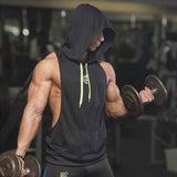 Summer Mesh Breathable Hooded Tanks Top Black