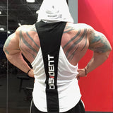 Bodybuilding Stringer Hooded Tank Top White