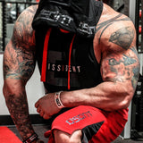 Bodybuilding Stringer Hooded Tank Top Close Front View
