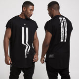 Cotton Bodybuilding Fitness Curved Hem T-shirt