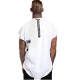 Cotton Bodybuilding Fitness Curved Hem T-shirt