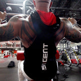 Bodybuilding Stringer Hooded Tank Top Black Back View