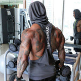 Summer Mesh Breathable Hooded Tanks Top Gray Back View