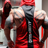 Bodybuilding Stringer Hooded Tank Top Mirror Shot