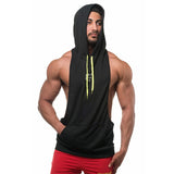 Summer Mesh Breathable Hooded Tanks Top Black