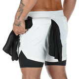 Camo Running Double-Layer Shorts White