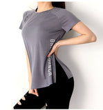 Loose Fit O-Neck Yoga Workout T-shirt Gray