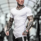 Summer Fitness Oblique V Neck Cotton T-shirt