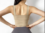 Lace Up Fitness Training Crop Top Apricot Back View